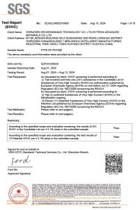 REACH certification of Virgin PTFE material from Shenzhen Dechengwang