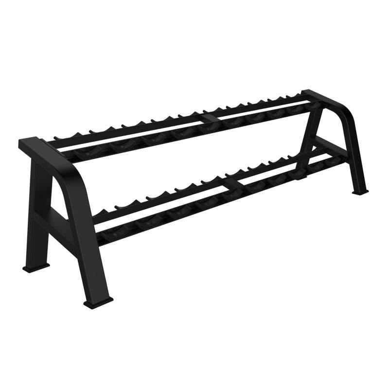 Двухуровневая стойка для хранения гантелей: упорядоченное размещение множества пар гантелей