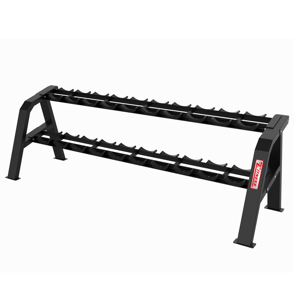 Двухуровневая стойка для хранения гантелей: упорядоченное размещение множества пар гантелей