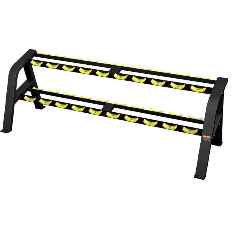 Двухуровневая стойка для хранения гантелей: упорядоченное размещение множества пар гантелей