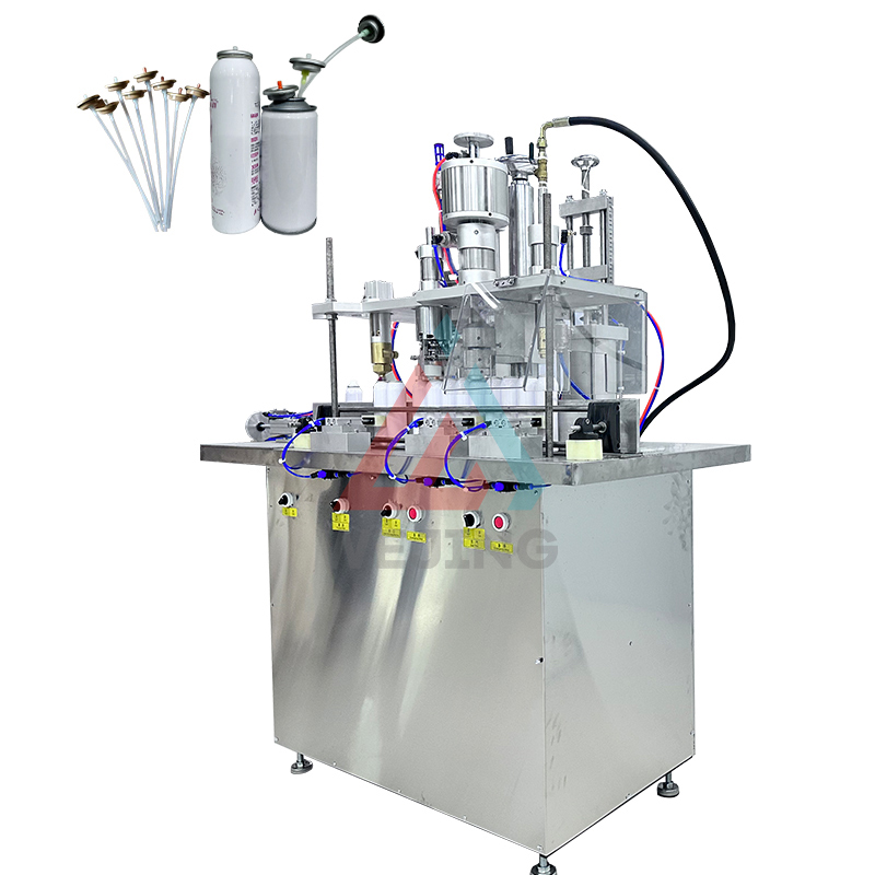 Полуавтоматическая машина для наполнения аэрозолей с функцией 4-в-1 центрирования клапана обжима