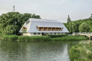 Панорамный вид Чаннинского кольцевого экологического парка в Шанхае
