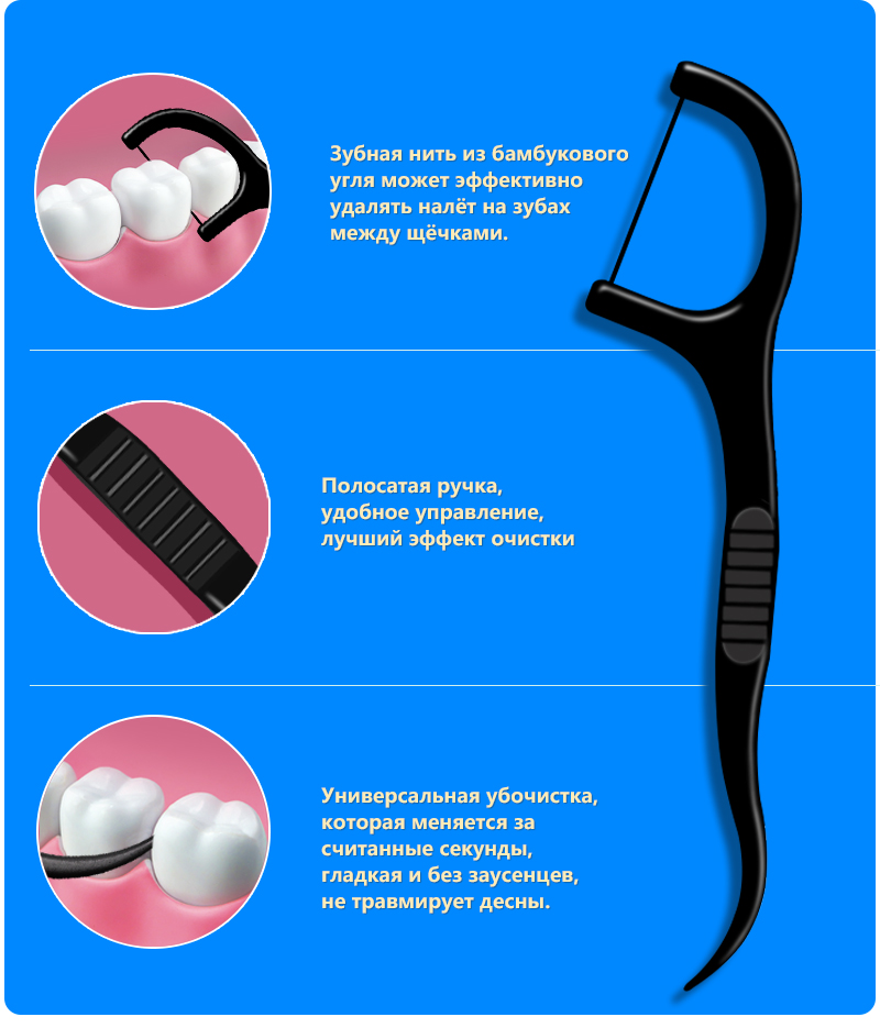 Зубная&nbsp;нить&nbsp;с&nbsp;активированным&nbsp;углем,&nbsp;маленькая&nbsp;коробка&nbsp;из&nbsp;50&nbsp;штук
