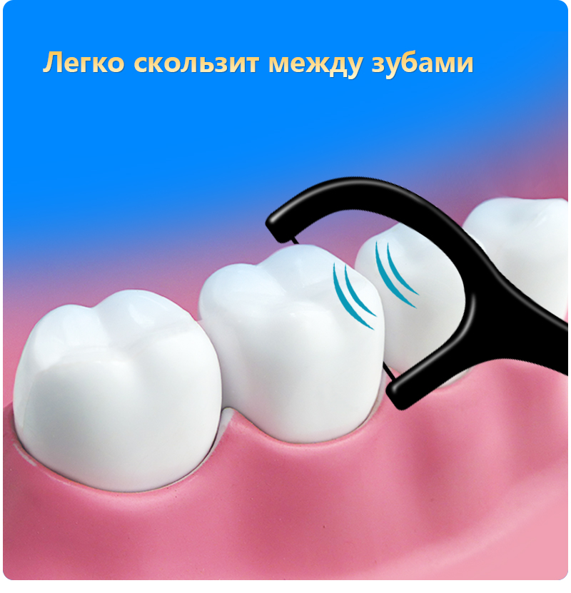Зубная нить с активированным углем, маленькая коробка из 50 штук