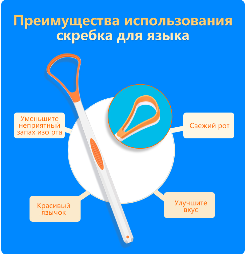 Скребок для языка - GSQ004 двухцветный