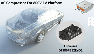Новый продукт серии E0: трехфазный SiC-модуль для воздушного компрессора электромобиля на платформе 800 В