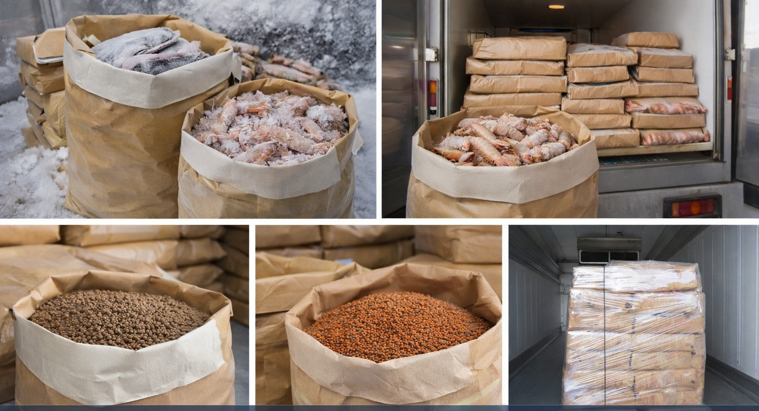 Бумажно-пластиковые композитные мешки для замороженной рыбы, кормов для креветок и холодной логистики в России