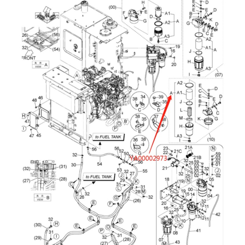 Оригинальный топливный фильтр YA00002973 для экскаватора Хитачи ZX180-5B
