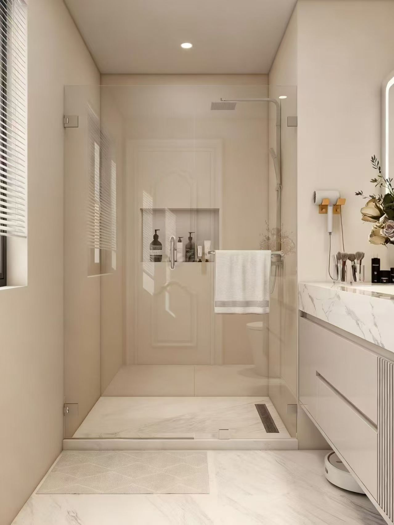 Душ из стального стекла без боковых рамок