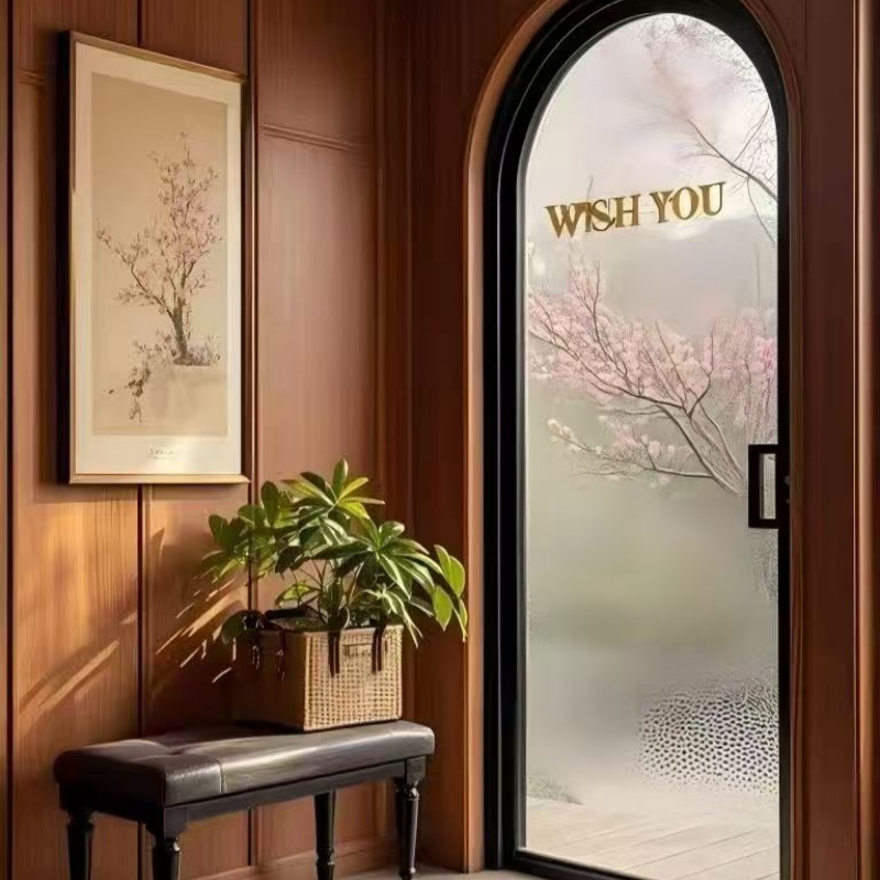 Арочная одностворчатая стеклянная дверь