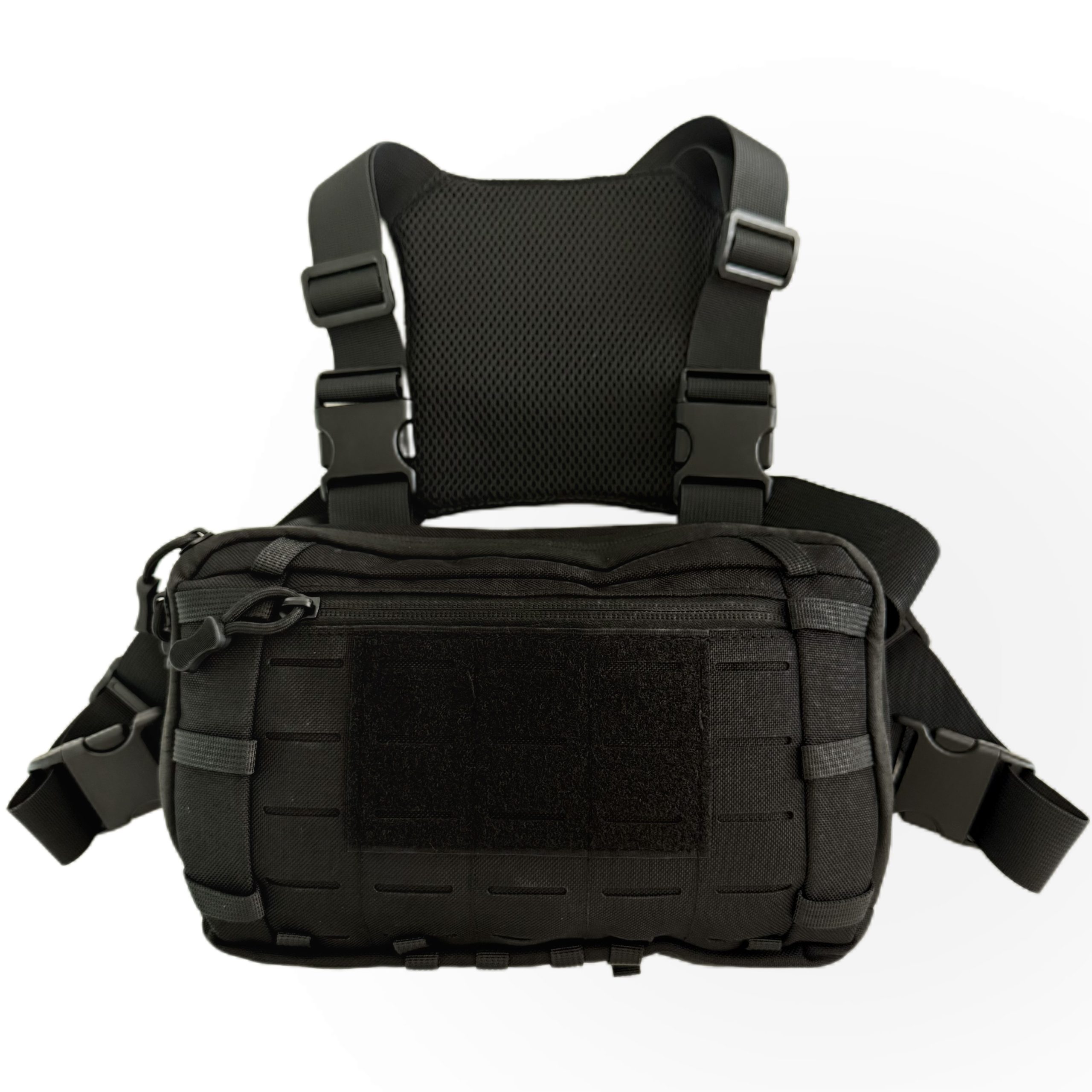 Тактический нагрудный рюкзак – система MOLLE, регулируемые ремни, застежка-молния, дышащий, черный, для пешего туризма, кемпинга, тактического снаряжения, конструкция с клапаном на пряжке, высококачественные ремни.
