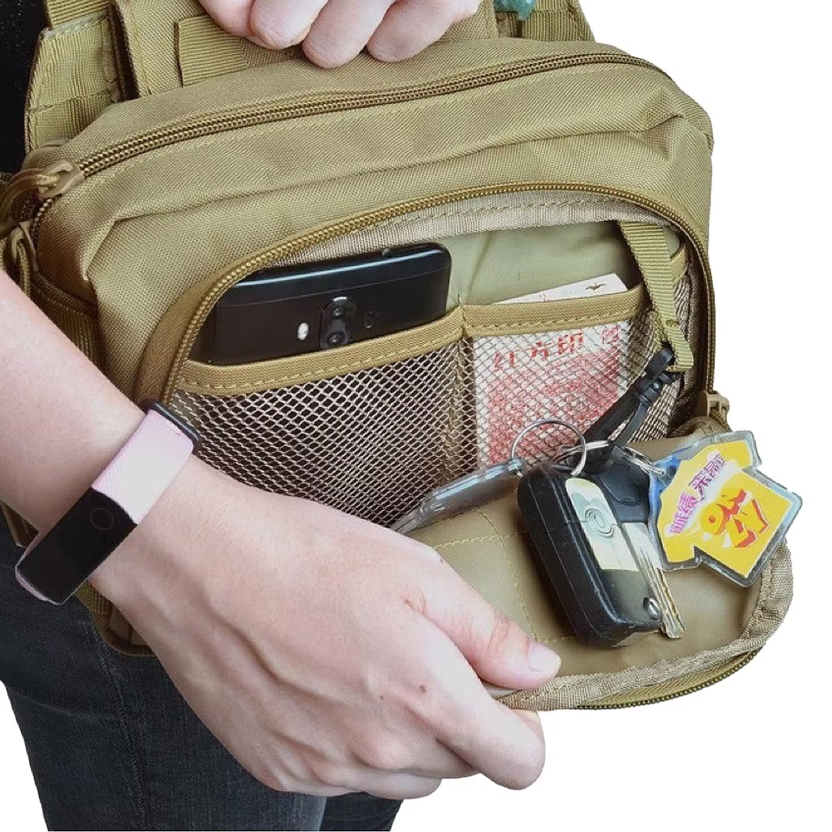 Чёрный многофункциональный тактический односпальный рюкзак-сумка