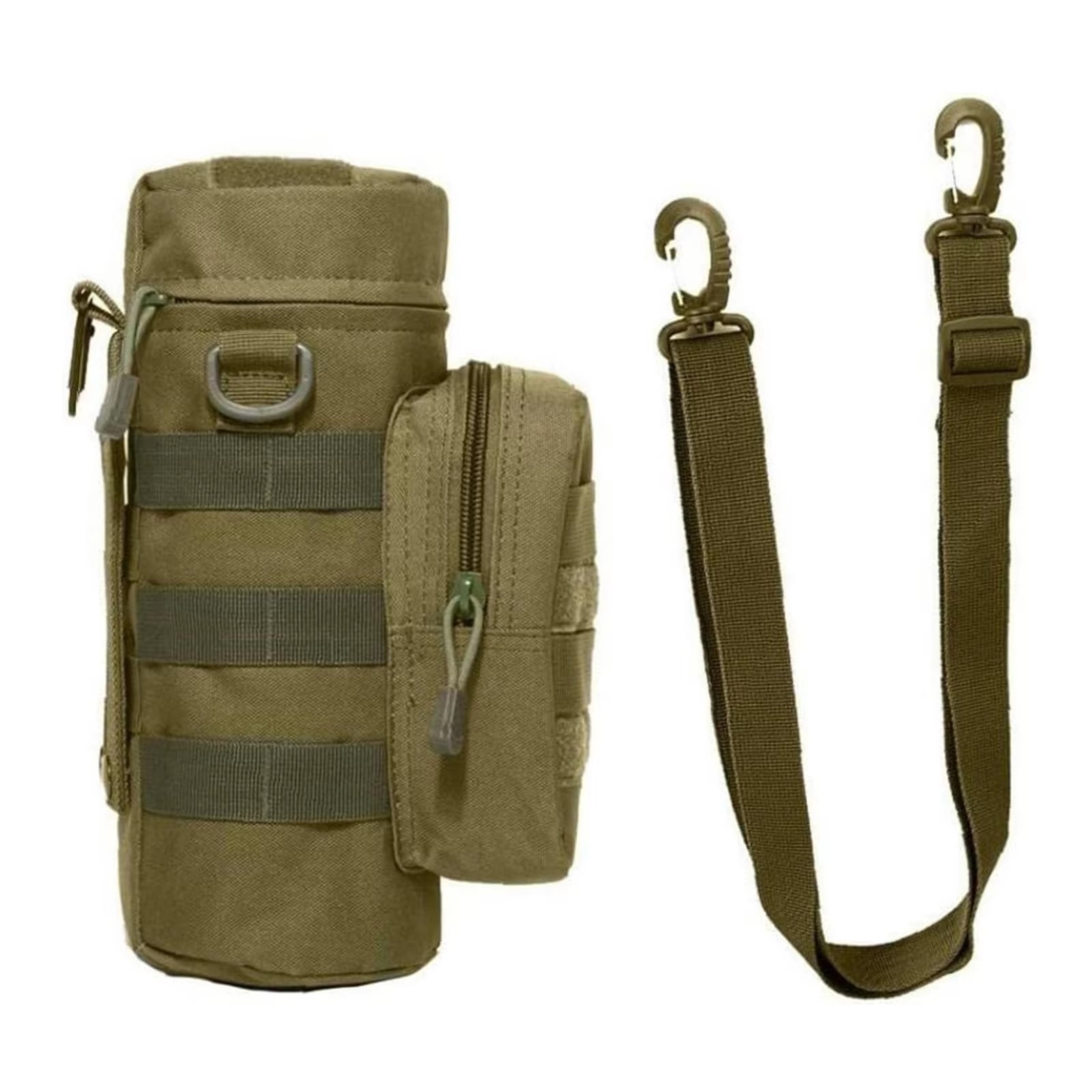 Тактический цилиндрический чехол для фляги/канте́йнера — 2 варианта (чёрный, хаки)