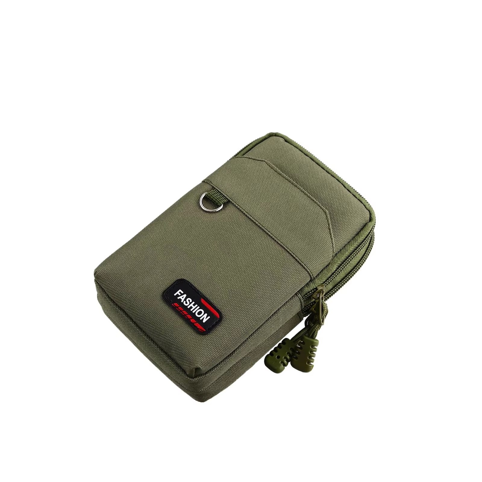 Мужской поясной рюкзак черный FASHION, модный аксессуар с молниями для повседневки и спорта