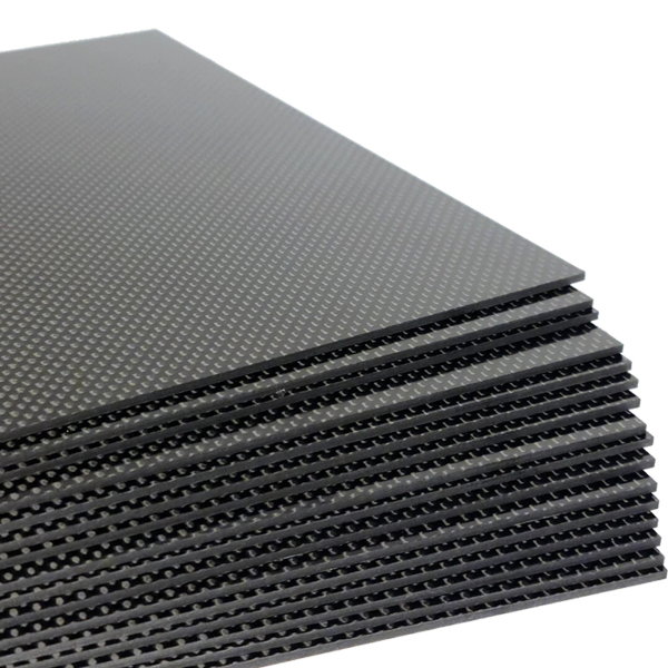 3K карбоновая пластина с сатиновым (рогожковым) плетением, глянцевая поверхность