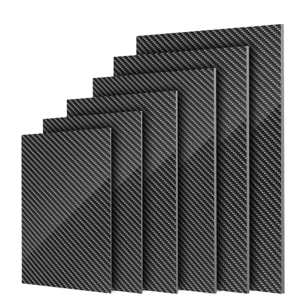 3K карбоновая пластина с сатиновым (рогожковым) плетением, глянцевая поверхность