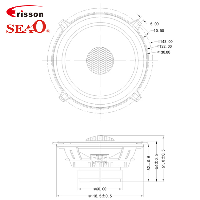 SEAO Factory — 5,25-дюймовые коаксиальные динамики для автозвука (40 Вт), 2-полосная акустическая система