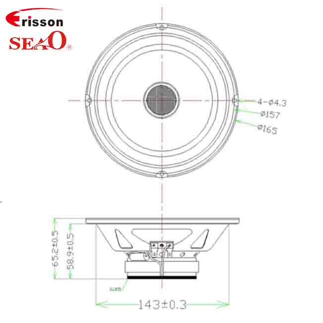 Железный 6.5″ коаксиальный динамик OEM/ODM с твитером, 4 Ом, 60 Вт, 12 В, для тюнинга дверей авто