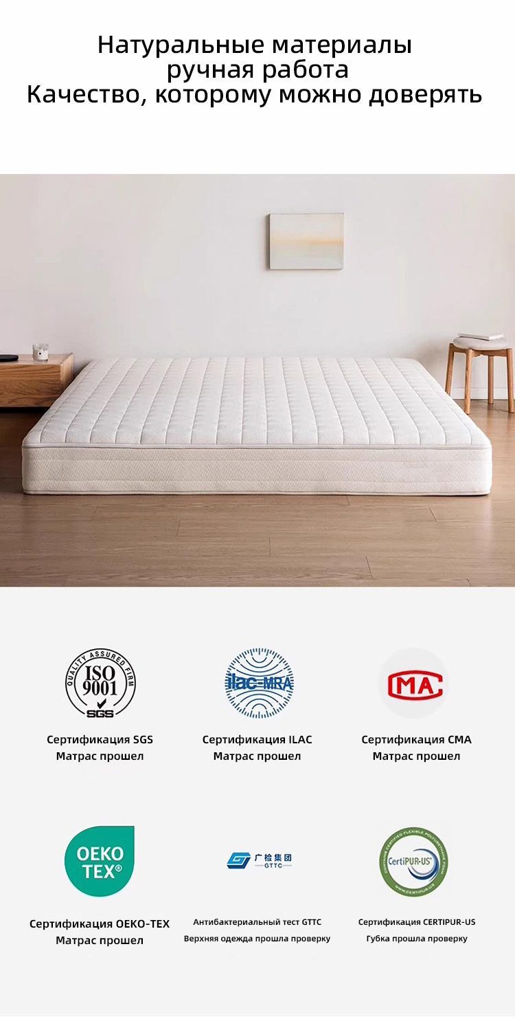 Матрас ручной работы Lorain — сертифицированный как не требующий клея, латекс, натуральный джут, пружинный, матрас Simmons, жесткий матрас, толстый матрас