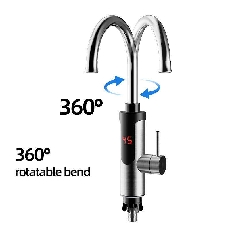 Электрический водонагреватель из нержавеющей стали 304 с мгновенным нагревом за 3 секунды, кухонный водонагреватель, бытовой водонагреватель для горячей и холодной воды, быстронагревающийся кран для ванной комнаты, не требует установки, кран для умывальника.