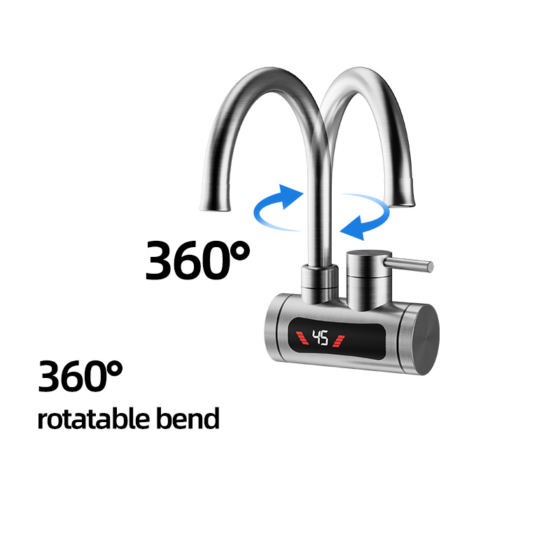Электрический водонагреватель из нержавеющей стали оснащен мощной системой быстрого нагрева мощностью 3300 Вт , интеллектуальным чипом и светодиодным цифровым дисплеем, разработанным специально для семей, предъявляющих высокие требования к экономии горячей воды и комфорту при мытье