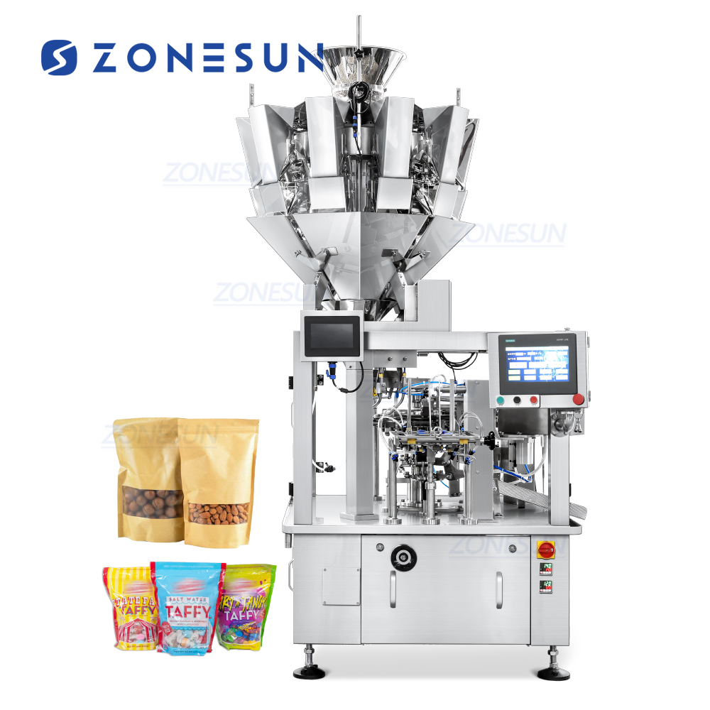 Ротационный фасовочный аппарат для сыпучих продуктов в готовые пакеты ZONESUN ZS-AFS08K6