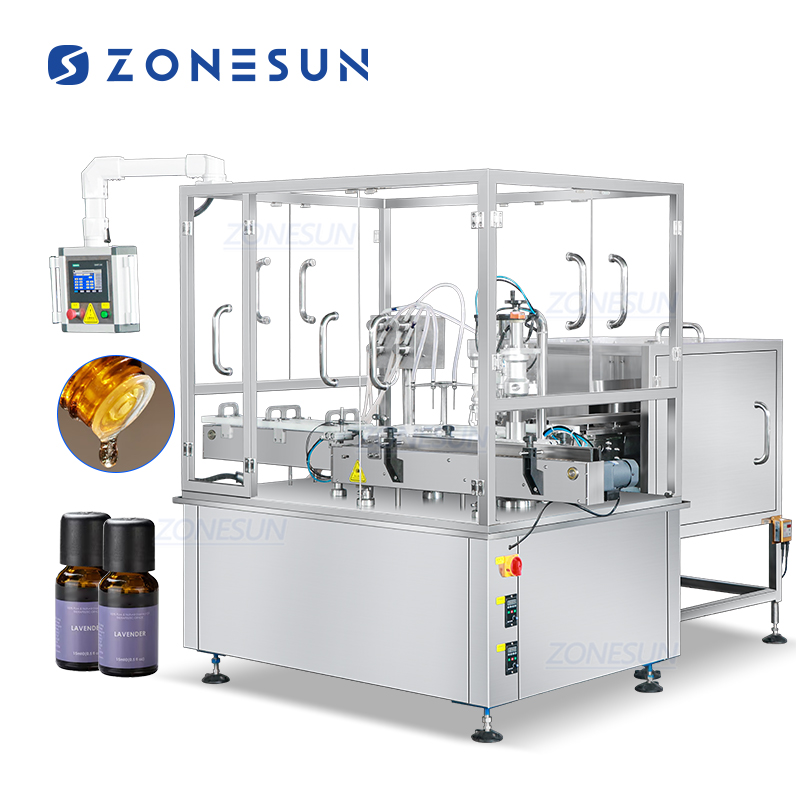 автоматический моноблочный аппарат розлива и укупорки с сервоприводом для витаминных капель и эфирного масла ZONESUN ZS-AFC50