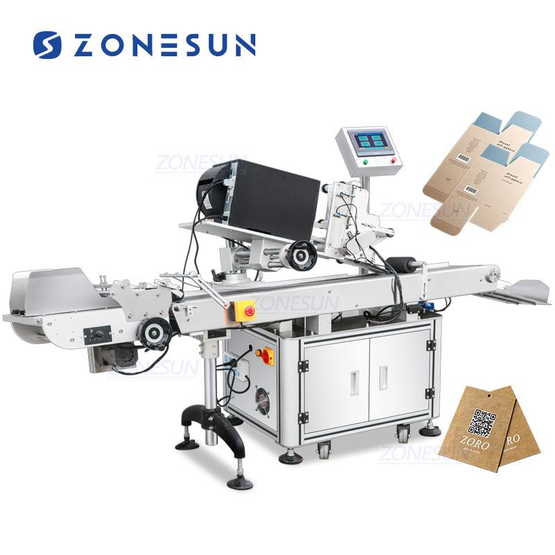 Этикетировщик пакетов автоматический с верхней наклейкой, пагинатором и онлайн-печатью для пакетов и карт ZONESUN ZS-TB163PO