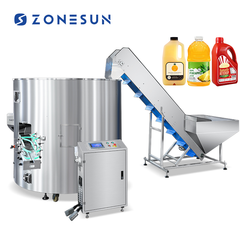 Автоматический ориентатор бутылок для упаковочной линии пластиковых бутылок и канистр с элеватором и поворотным столом ZONESUN ZS-LPE2000