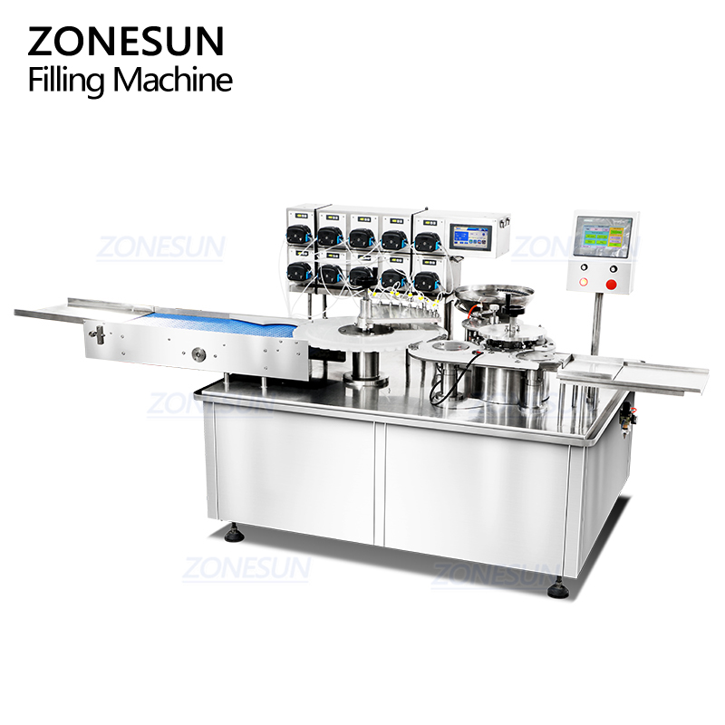 Компактная автоматическая машина для виальных флаконов с розливом и прессованием внутренних пробок ZONESUN ZS-AFY1