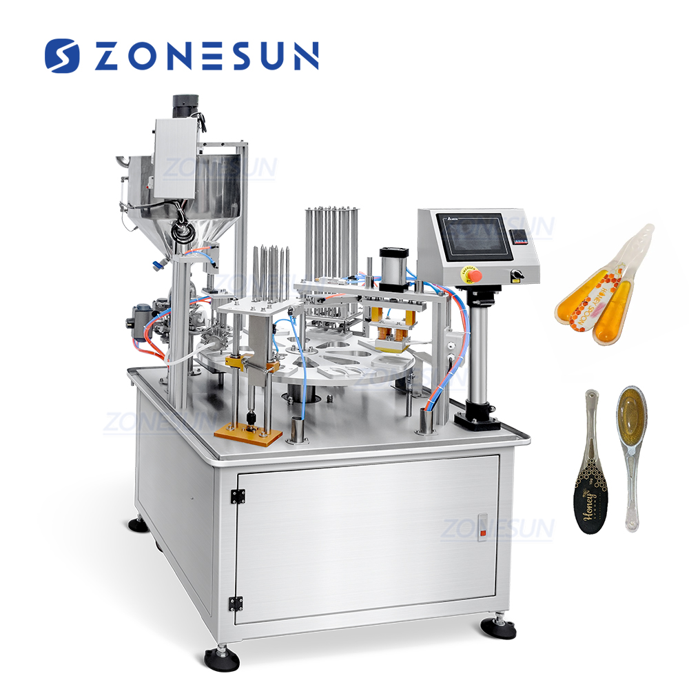 машина для ложек с мёдом автоматическая для дозирования и запайки пластиковых ложек ZONESUN ZS-FSHS20