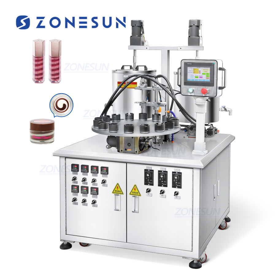 Сервоприводная машина розлива для блеска для губ двухцветного спирального типа с подогреваемой воронкой ZONESUN ZS-LG2C