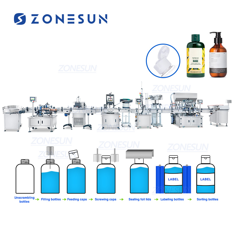 Автоматическая линия розлива лосьона для тела и шампуня ZONESUN ZS-FAL180G6