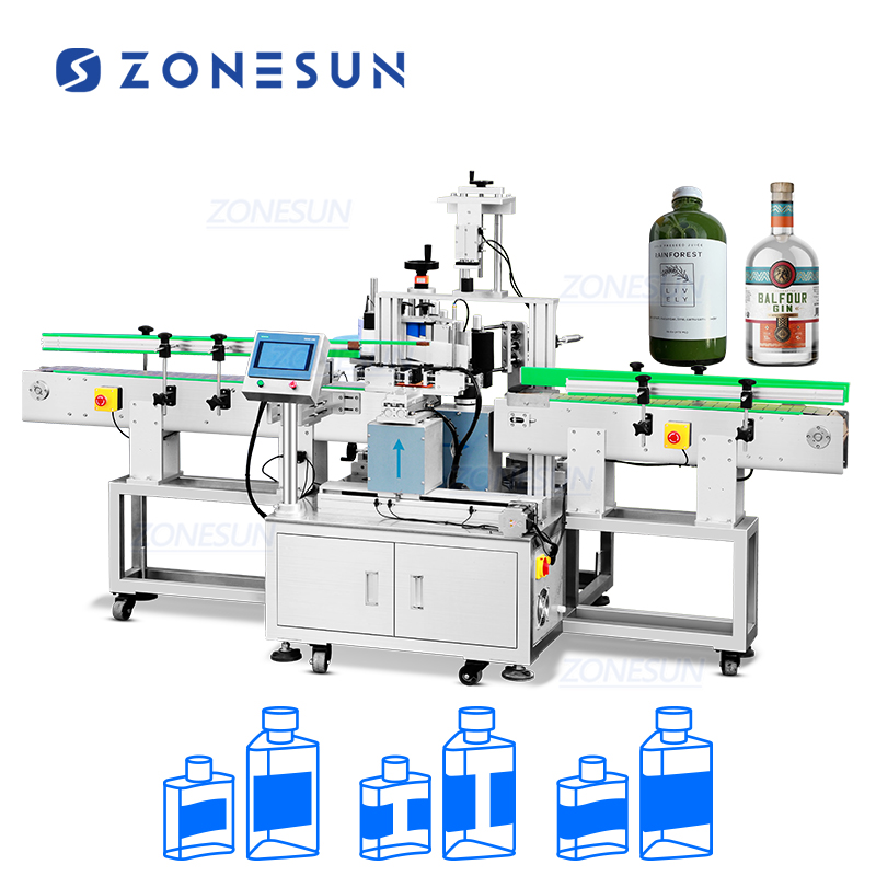 Этикетировщик бутылок автоматический для круглых квадратных и нестандартных бутылок с обкаткой этикетки ZONESUN ZS-SL25