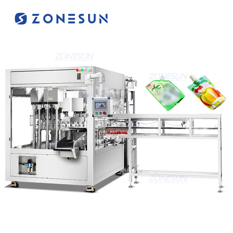 высокоскоростная машина розлива в пакеты с носиком с 6 головками с сервоприводным поршневым насосом для соусов и фруктового пюре ZONESUN ZS-AFC12M