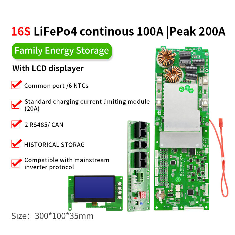 JBD Автоматизировал идентификацию 6S-22S 16S 48V 17S 60V 20S 72V BMS LFP NMC 40A-100A со встроенным приложением BT Smart BMS для связи с ПК UART NTC